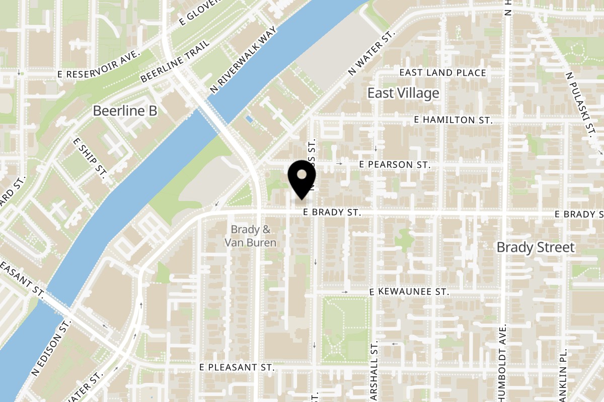 Map showing the location of Casablanca on 728 E Brady St in Milwaukee